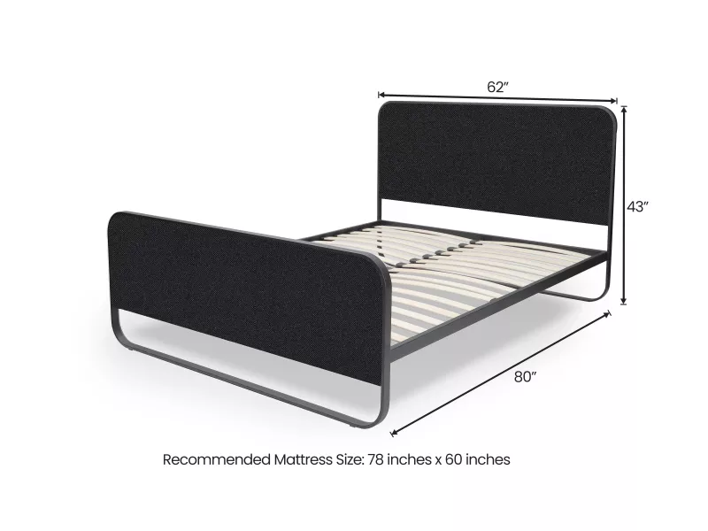 Chloe Queen Size Bed in Black Color with 6 Inches Mattress